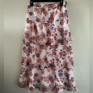 Ann Taylor Floral Maxi Skirt - Red and Blue